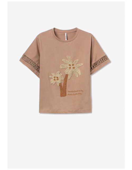 T-shirt com Estampado com Relevo