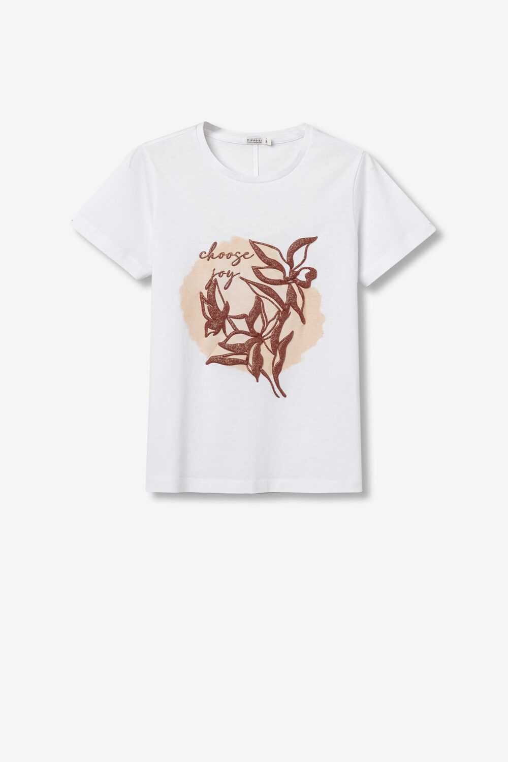 T-shirt com Estampado Frontal com Relevo Brilhante
