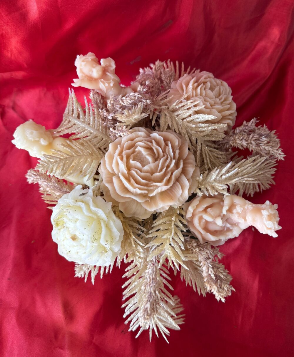 Caixa flores em cera