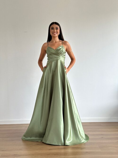 Vestido de cerimónia acetinado