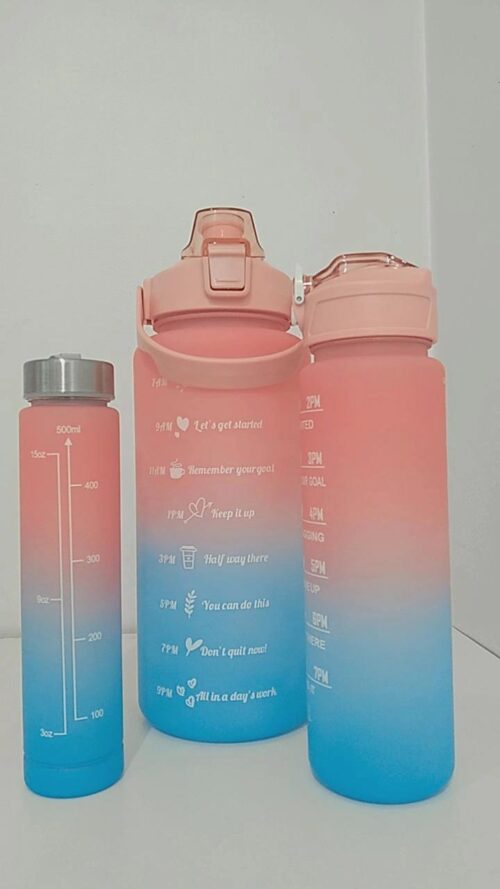 Kit com 3 Garrafas de Água Motivacionais