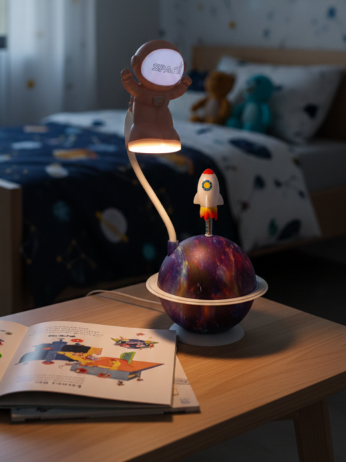 Lâmpada de Mesa Astronauta com Planeta – Luz LED
