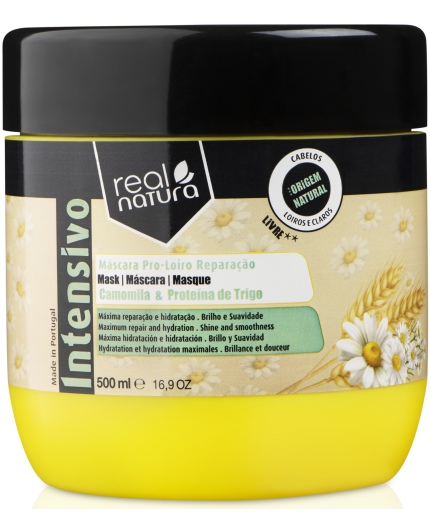 Real Natura Máscara sem Sal Pro-Loiro Reparação 500ml