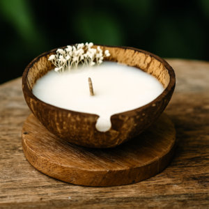 Vela de coco em casca natural