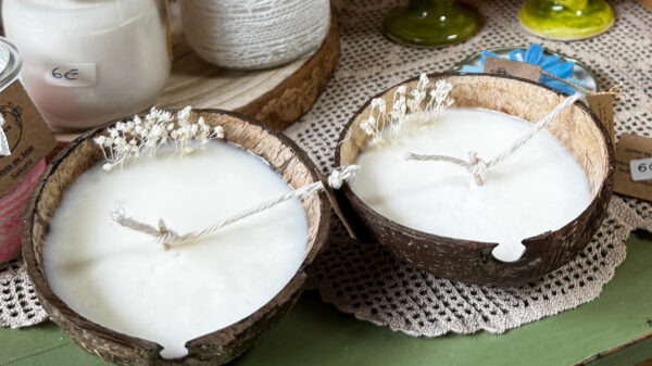 Vela de coco em casca natural - Imagen 2