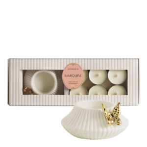 Conjunto de presente com porta-velas borboleta e 6 velas perfumadas - Marquise