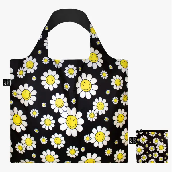 Sacola Reciclada Preta SMILEY Flowers