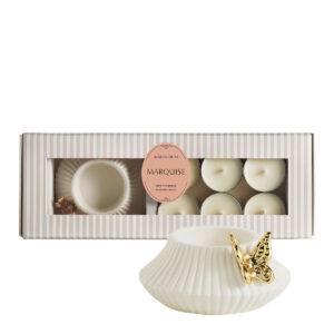 Conjunto de presente com porta-velas borboleta e 6 velas perfumadas - Marquise