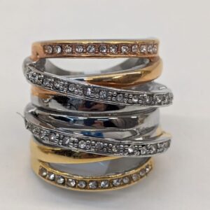 Anel em aço tricolor