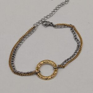 Pulseira em aço bicolor