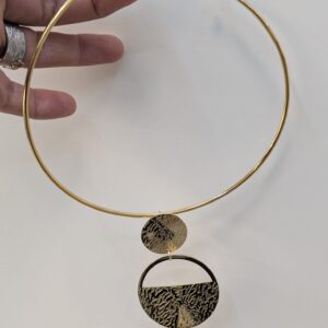 Gold-plated steel necklace with worked pendant