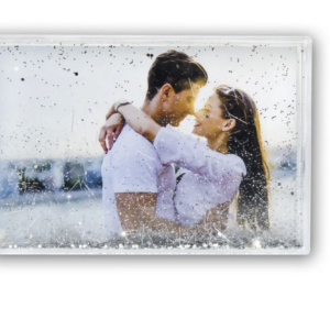 Porta-retratos ZEP Glitter Prateado com Efeito Shaker 10x15 cm em Plástico