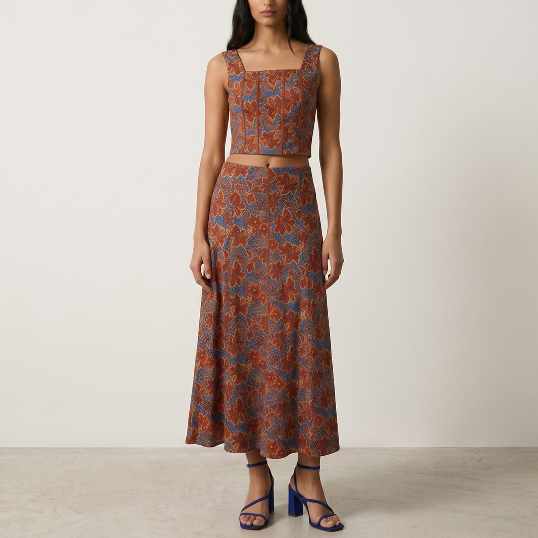 Conjunto Feminino Saia Midi e Top