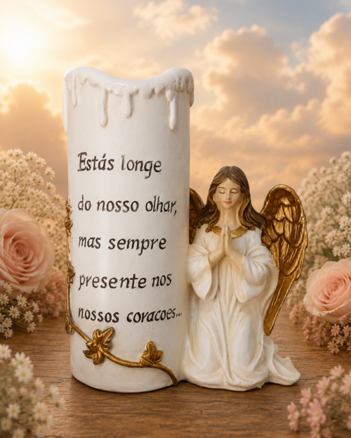 Jarra luminosa com anjo