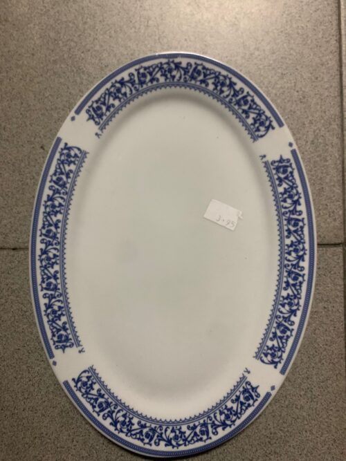 Travessa Oval em Porcelana com Padrão Floral Azul