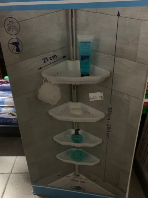 Estante de Canto Telescópica para Casa de Banho - 4 Prateleiras