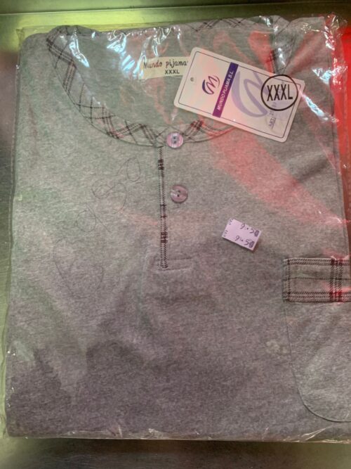 Pijama de Homem Mundo Pijama - Cinza Mesclado (Tamanho XXXL)