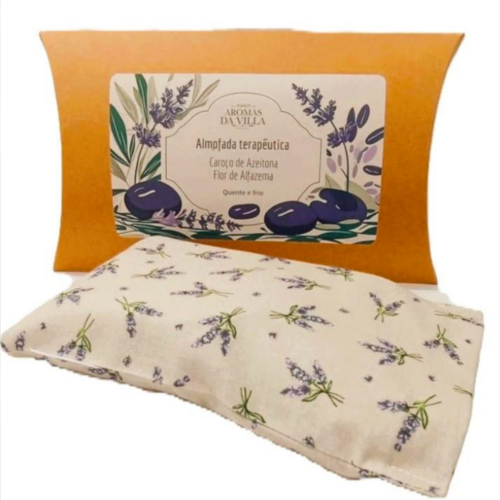 Almofada Térmica Artesanal – Caroço de Azeitona e Flor de Alfazema • Aromas da Villa