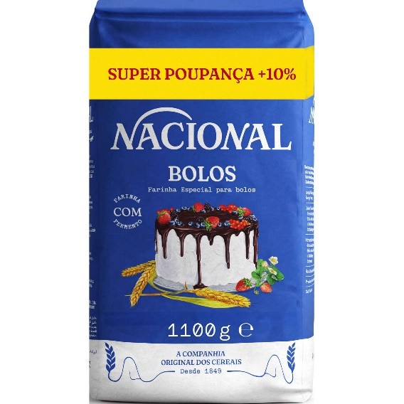 Farinha Bolos Nacional 1kg+100g grátis (incluído na embalagem)
