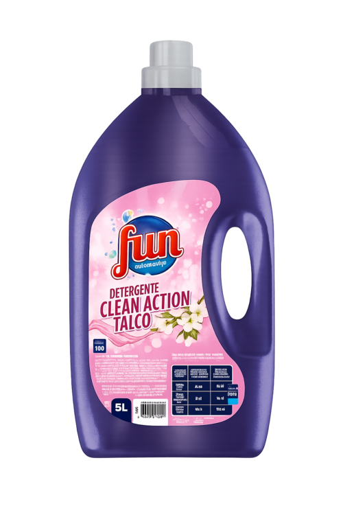 det. roupa máq. líquido fun clean action talco 100d