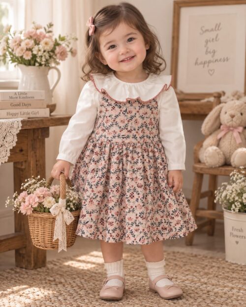 Conjunto vestido floral e t-shirt - Menina