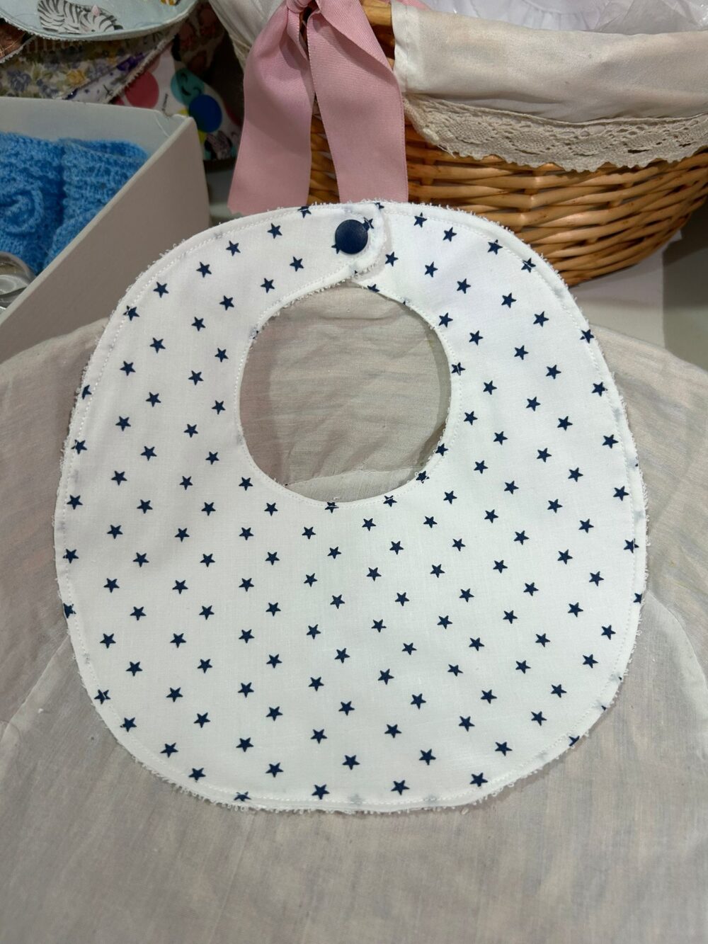 Fabric Bib with Little Stars Print