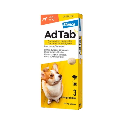 Adtab Cão 225mg 5,5-11kg 3 Comprimidos Mastigáveis