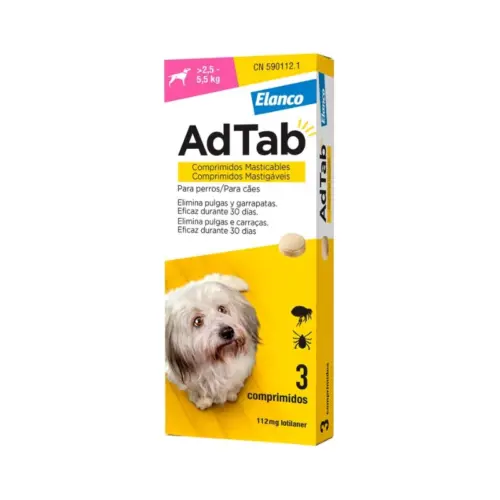 Adtab Perro 112mg 2,5–5,5kg 3 Comprimidos Masticables