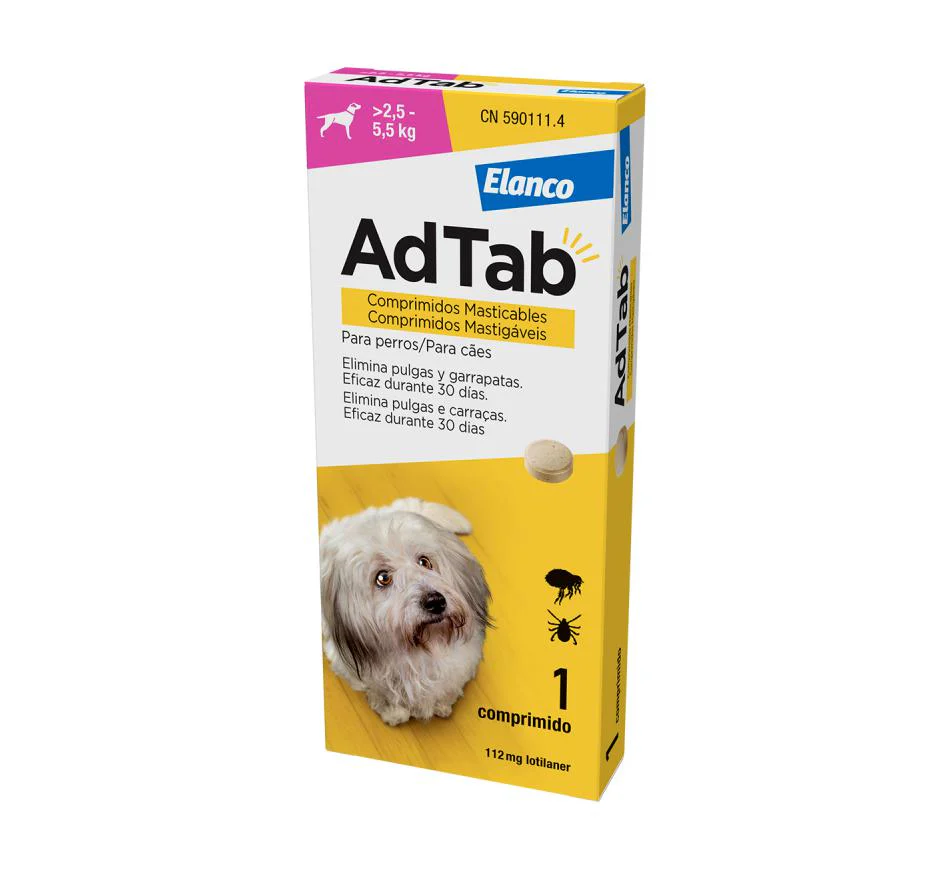 Adtab Comprimidos Antiparasitarios para Perros 2,5–5,5 kg 112 mg