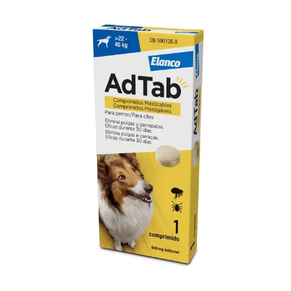 AdTab Comprimidos Antiparasitarios para Perros 22–45 kg 900 mg