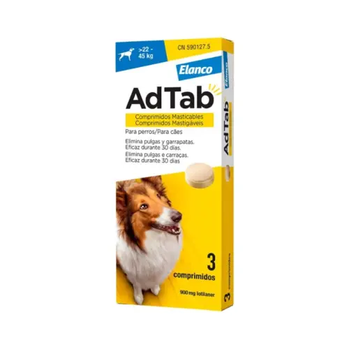 AdTab para Perros 900 mg 22–45 kg 3 Comprimidos Masticables