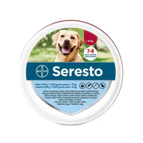 Seresto Collar antiparasitario para perros >8 kg 4,5 g + 2,03 g
