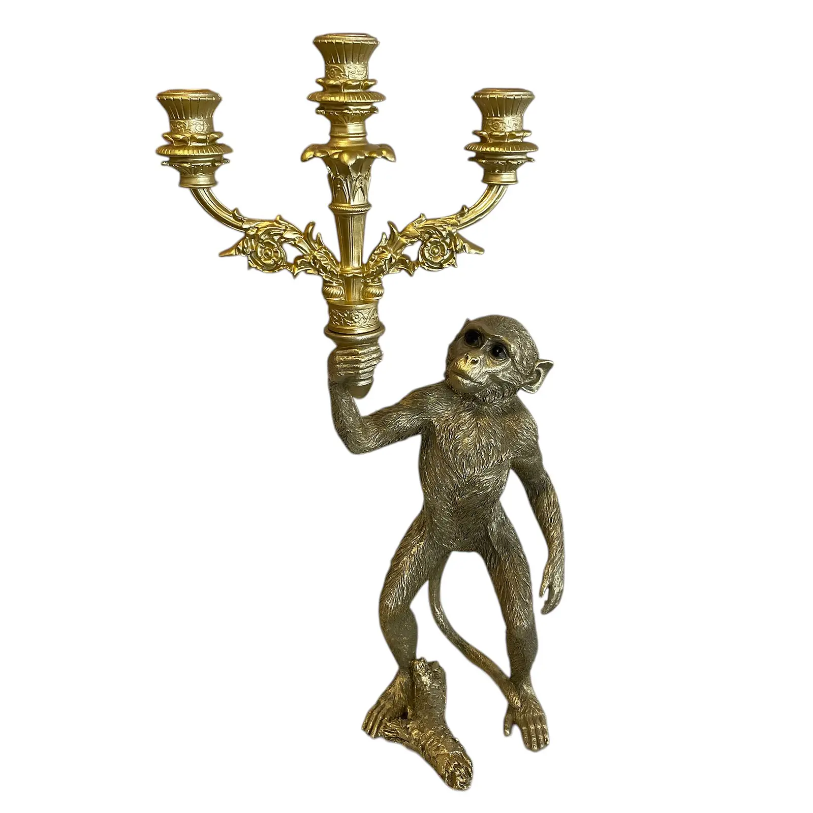 Candelabro Monkey Dourado para velas