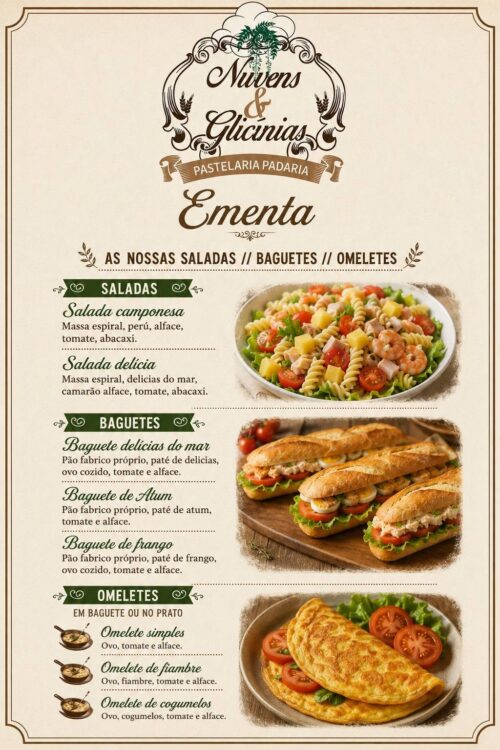 Saladas, Baguetes e Omeletes