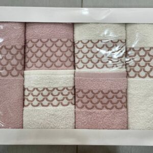 Elegant Towel Set – 5 Pieces (Pink & White)