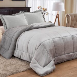 Edredão Cinza com Almofadas (Conjunto)