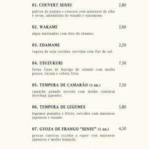 Menu Sensu Sushi