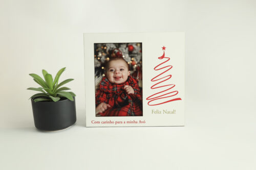 Moldura Natal pinheiro vermelho