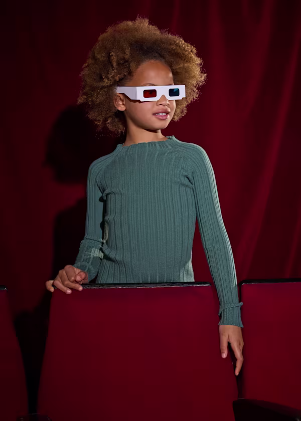 Camisola gola tricô rapariga