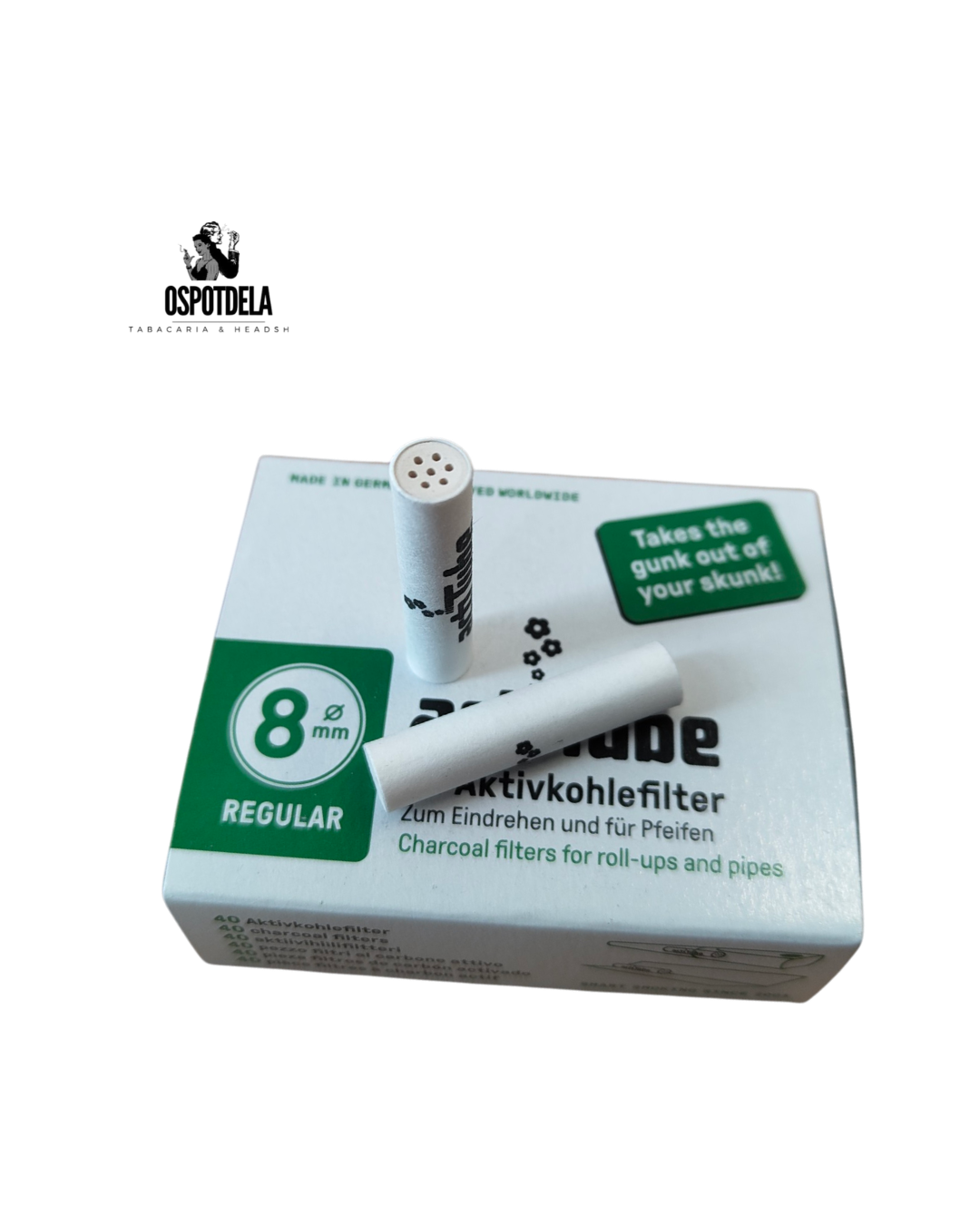 Filtros de Carvão Ativo actiTube 8mm Regular – Caixa com 40 Filtros