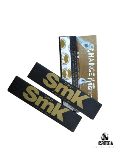 Mortalhas SMK Gold King Size Slim - Papel Ultra-Fino | Ospotdela