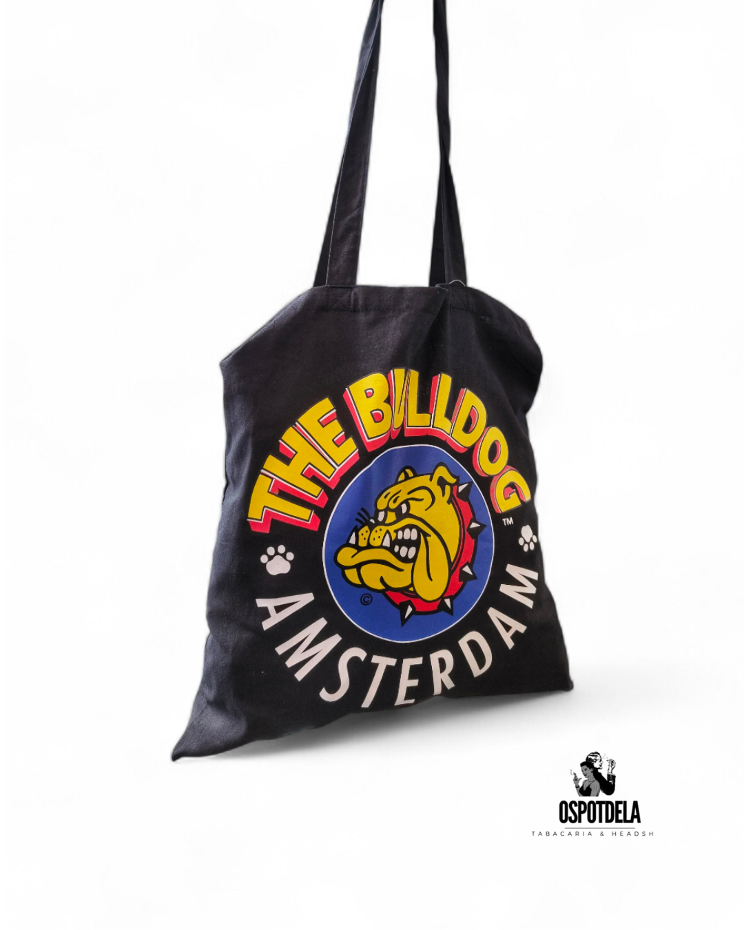 Saco de Pano The Bulldog Amsterdam – Tote Bag Preta com Logótipo Icónico