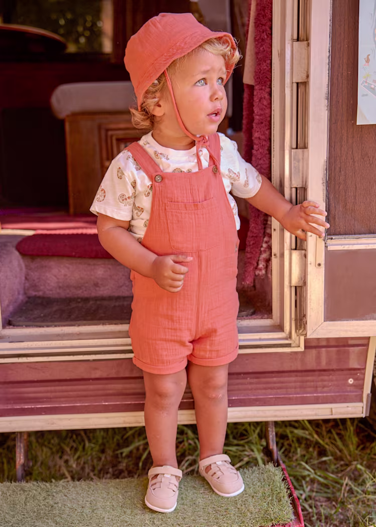 Conjunto 3 peças jardineira bebé - Mayoral