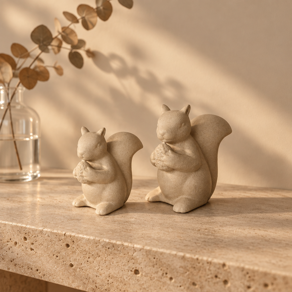 Conjunto Decorativo Esquilos em Jesmonite – 2 Peças