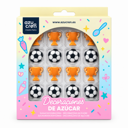 16 DECORAÇÕES DE AÇÚCAR TEMA FUTEBOL AZUCREN