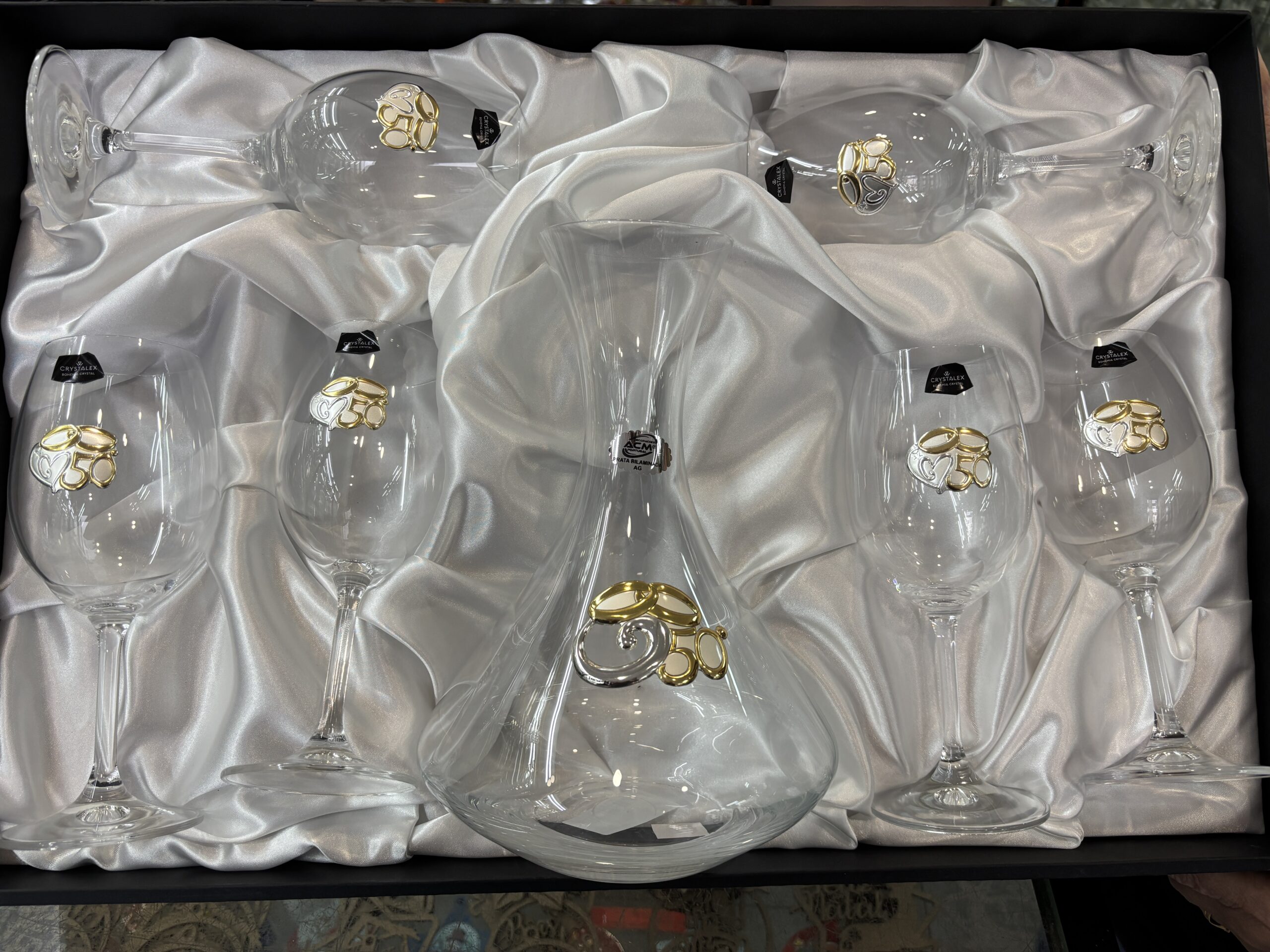 Conjunto de Cristal "Bodas de Ouro"
