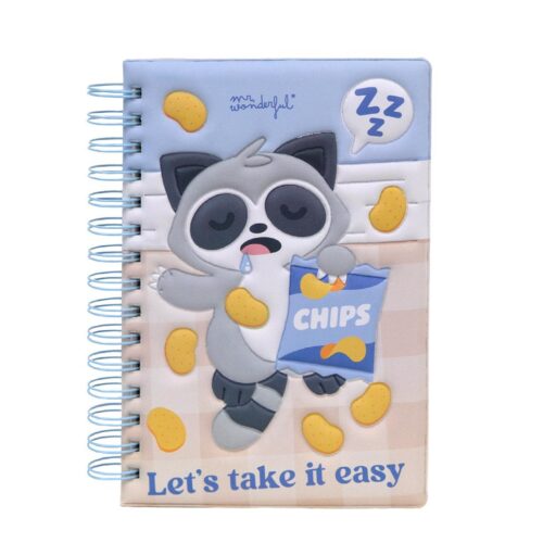 Caderno A5 Squishy Guaxinim Lazy - Lets take it easy