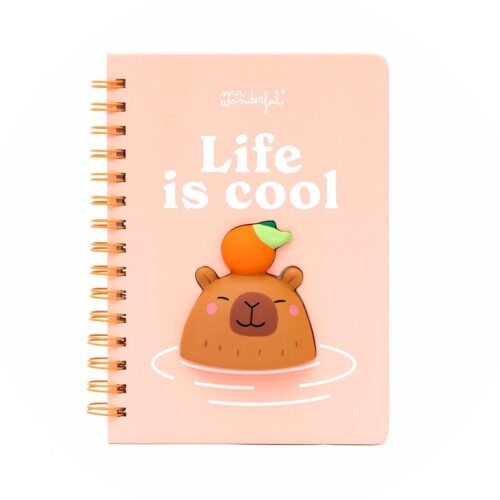 Caderno A5 3D squishy capivara - Life is cool