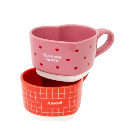 Conjunto de 2 Canecas Empilháveis - Give me more amore Mr. Wonderful