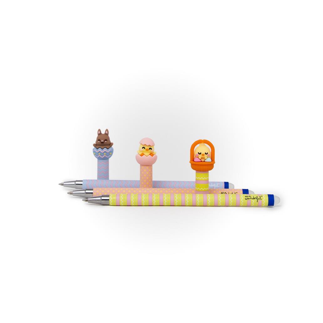 Set de 3 Esferográficas apagáveis Bo-Bo Páscoa - Coelho e Pintainhos Mr. Wonderful - Imagen 3